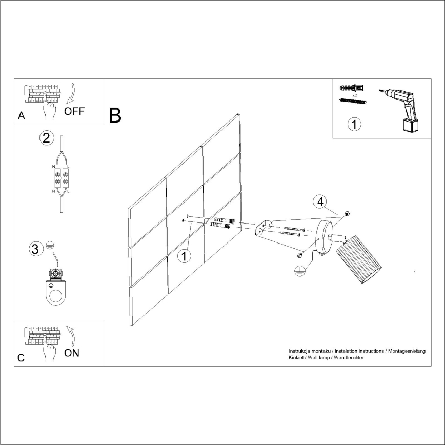 Brilagi - Sieninis akcentinis šviestuvas CRESTO 1xGU10/10W/230V juoda