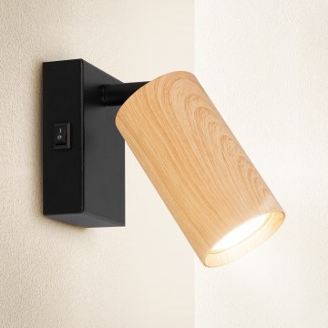 Brilagi - Sieninis akcentinis šviestuvas SELE 1xGU10/30W/230V juoda/ąžuolo dekoras