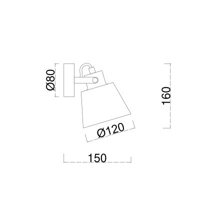 Brilagi - Sieninis akcentinis šviestuvas TECHNO 1xE27/60W/230V juoda
