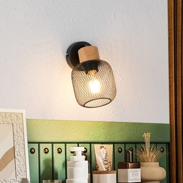 Brilagi - Sieninis kryptinis šviestuvas BASKLITE 1xE27/15W/230V kaučiukmedis/juoda