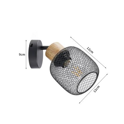 Brilagi - Sieninis kryptinis šviestuvas BASKLITE 1xE27/15W/230V kaučiukmedis/juoda