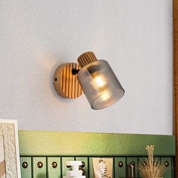 Brilagi - Sieninis kryptinis šviestuvas HYGGE 1xE14/15W/230V mediena/dūminė