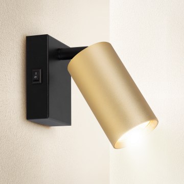 Brilagi - Sieninis kryptinis šviestuvas su jungikliu SELE 1xGU10/30W/230V juodas/auksinis
