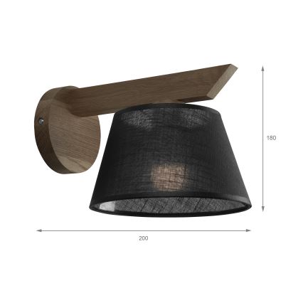 Brilagi - Sieninis šviestuvas ANTHONY 1xE14/40W/230V ąžuolas/juoda