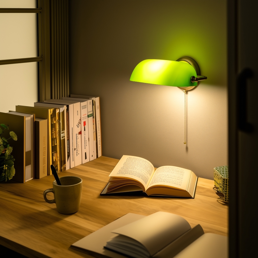 Brilagi - Sieninis šviestuvas BANK OFFICE 1xE27/60W/230V žalvarinis/žalias