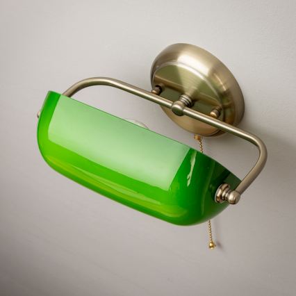 Brilagi - Sieninis šviestuvas BANK OFFICE 1xE27/60W/230V žalvarinis/žalias