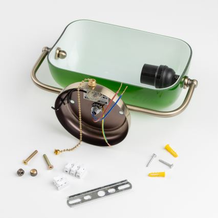 Brilagi - Sieninis šviestuvas BANK OFFICE 1xE27/60W/230V žalvarinis/žalias