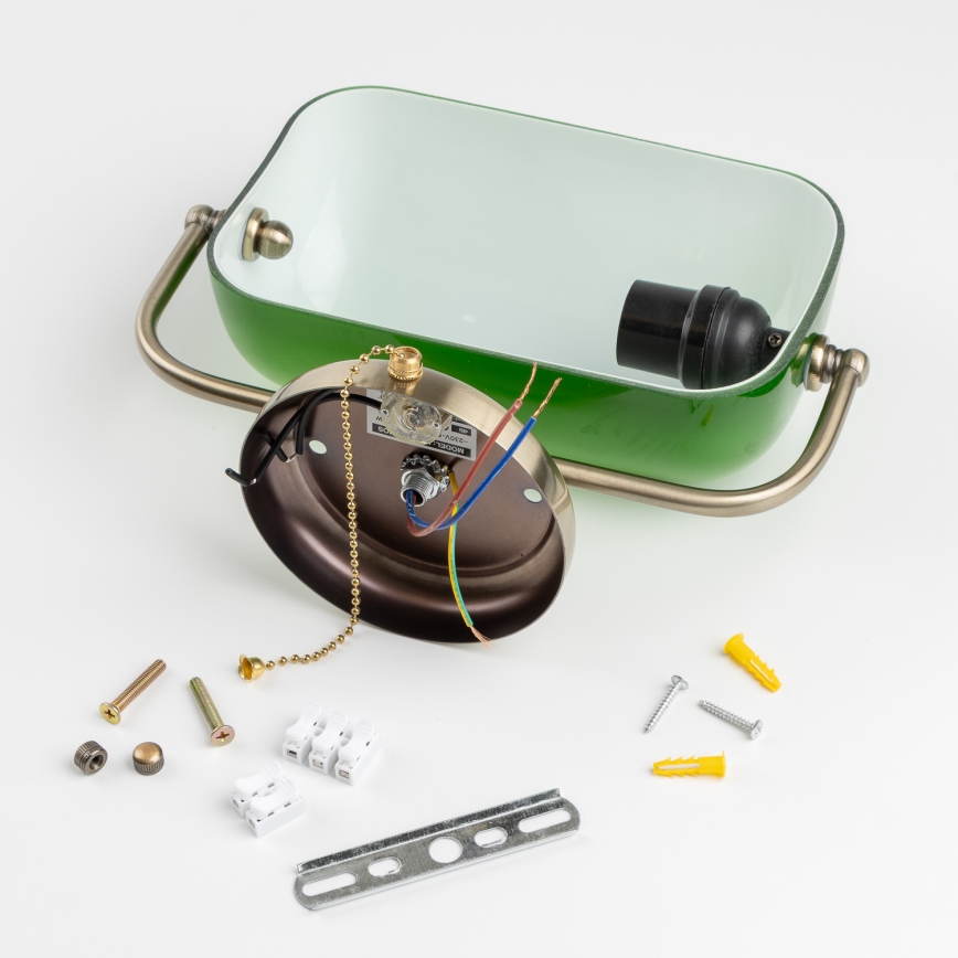 Brilagi - Sieninis šviestuvas BANK OFFICE 1xE27/60W/230V žalvarinis/žalias