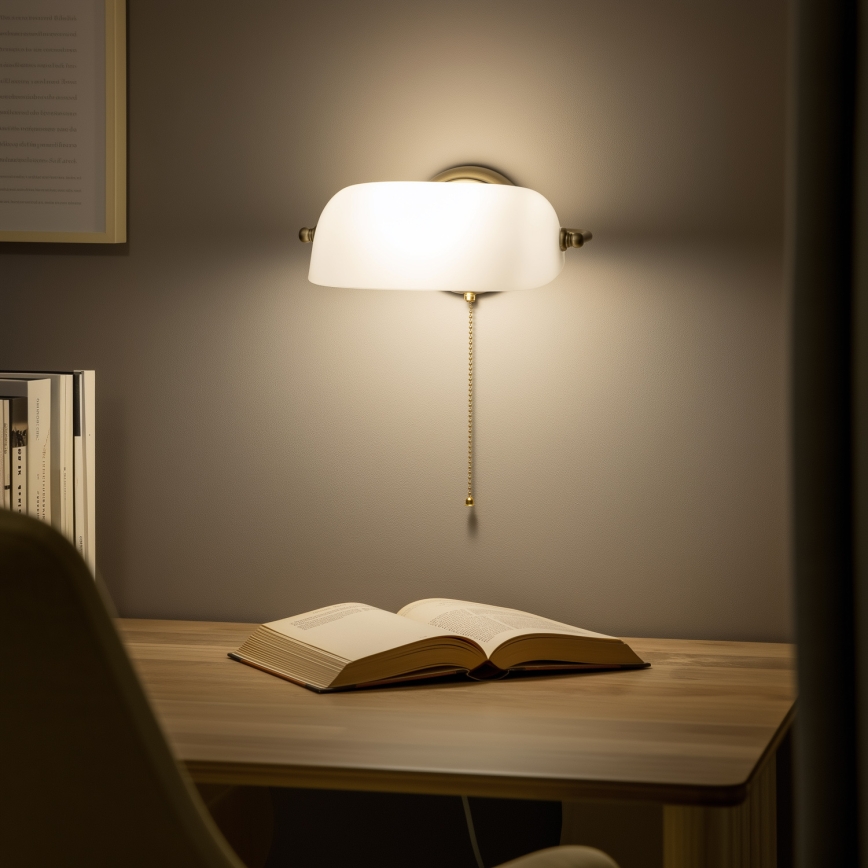 Brilagi - Sieninis šviestuvas BANK OFFICE 1xE27/60W/230V žalvaris/balta