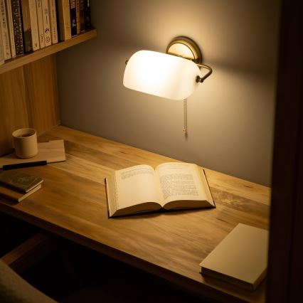 Brilagi - Sieninis šviestuvas BANK OFFICE 1xE27/60W/230V žalvaris/balta