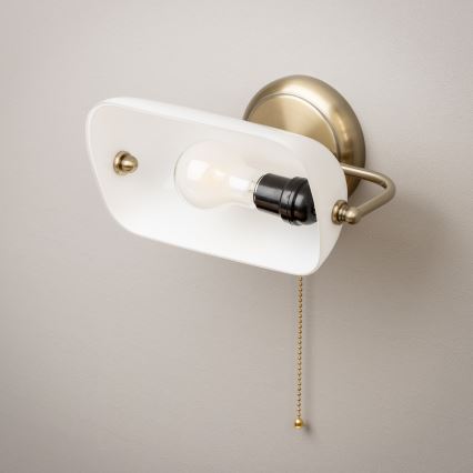 Brilagi - Sieninis šviestuvas BANK OFFICE 1xE27/60W/230V žalvaris/balta