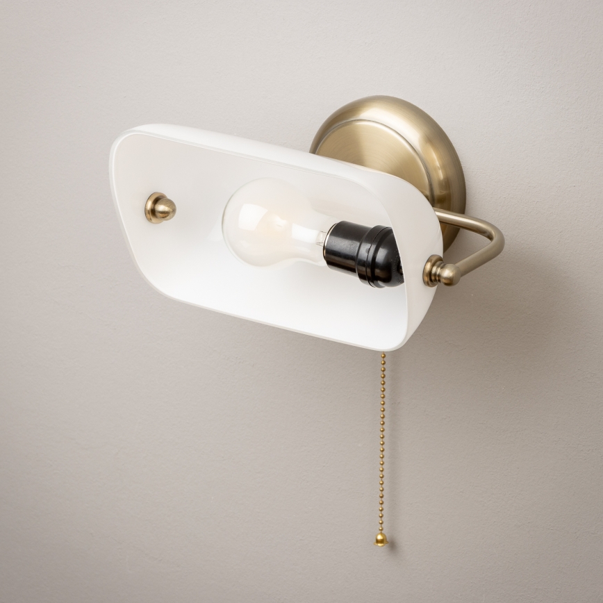 Brilagi - Sieninis šviestuvas BANK OFFICE 1xE27/60W/230V žalvaris/balta