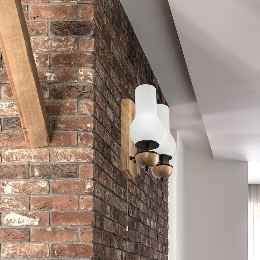 Brilagi - Sieninis šviestuvas COTTAGE 2xE14/40W/230V ąžuolas/balta