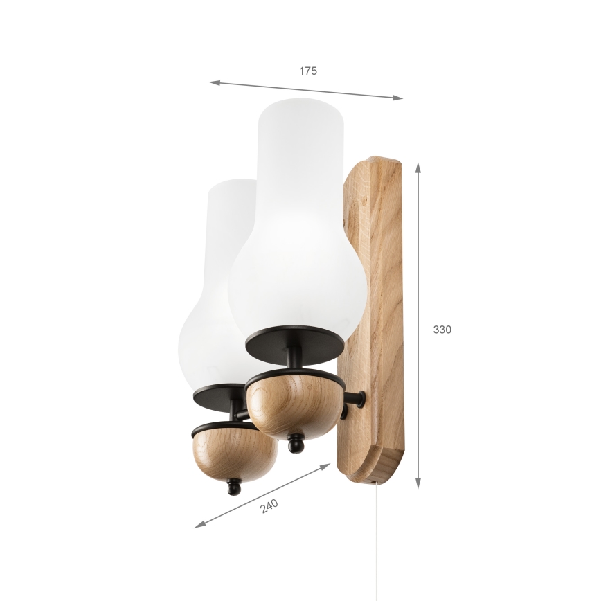 Brilagi - Sieninis šviestuvas COTTAGE 2xE14/40W/230V ąžuolas/balta