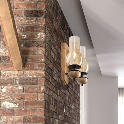 Brilagi - Sieninis šviestuvas COTTAGE 2xE14/40W/230V ąžuolas/ruda