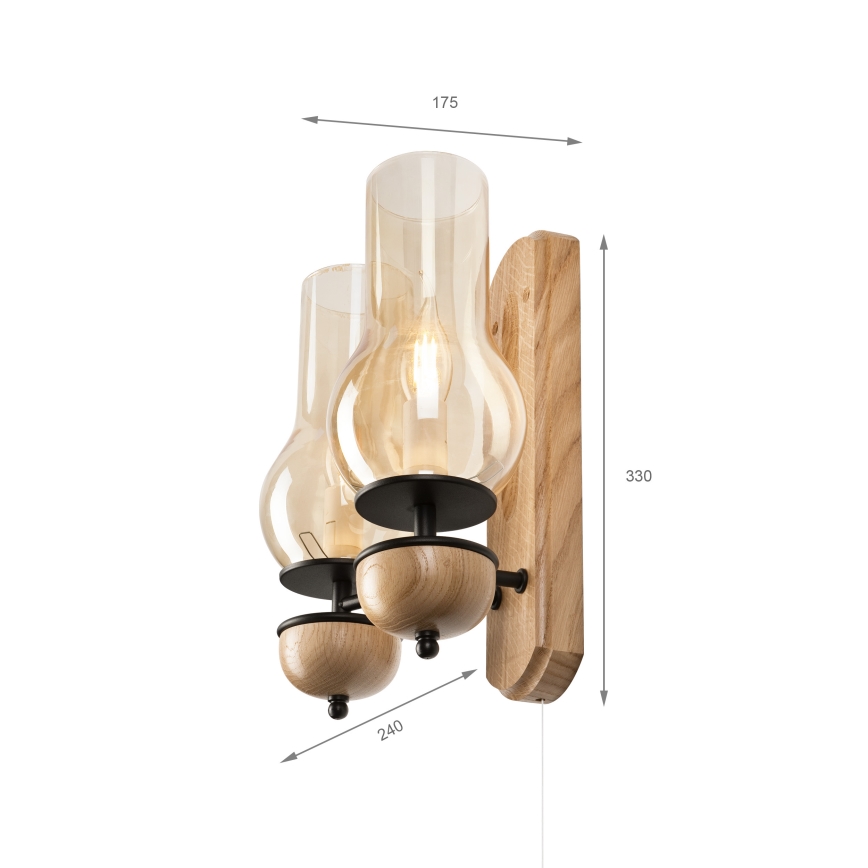Brilagi - Sieninis šviestuvas COTTAGE 2xE14/40W/230V ąžuolas/ruda