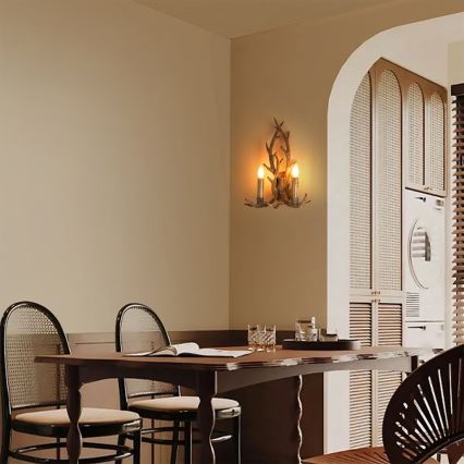 Brilagi - Sieninis šviestuvas DEER 2xE14/10W/230V, ragai