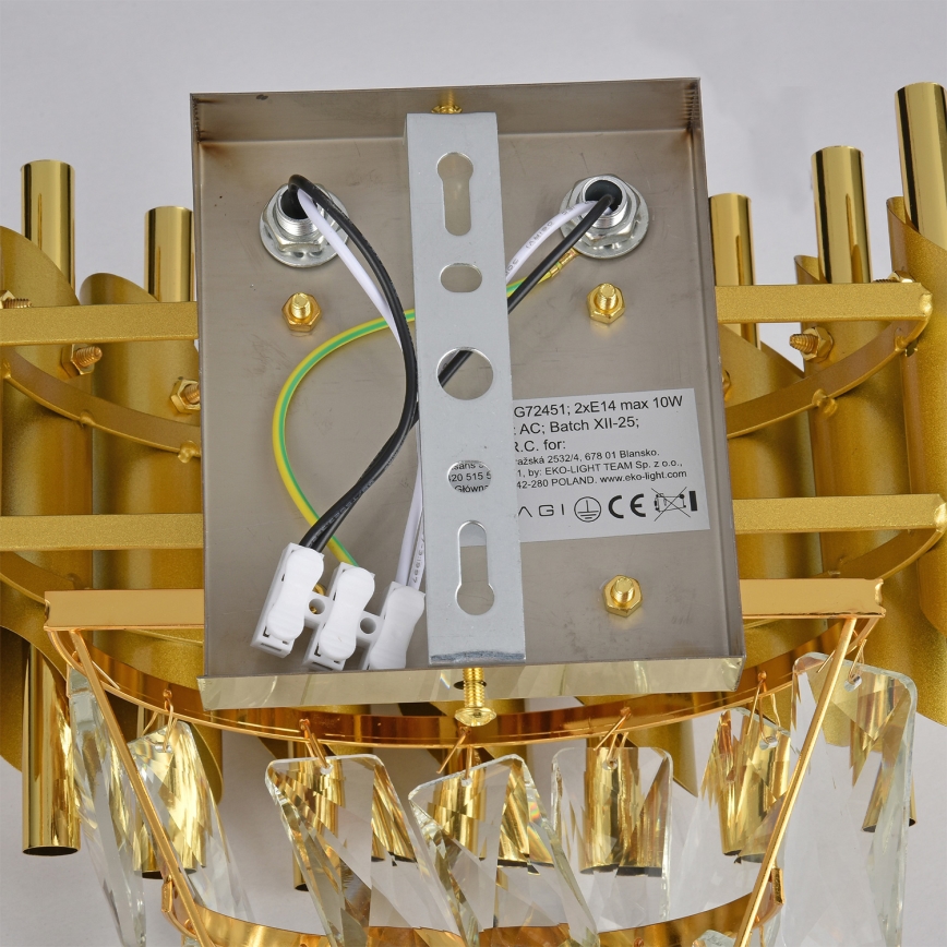 Brilagi - sieninis šviestuvas ECLIPSE 2xE14/10W/230V auksinis