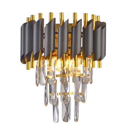 Brilagi - Sieninis šviestuvas ECLIPSE 2xE14/10W/230V juoda/auksinė