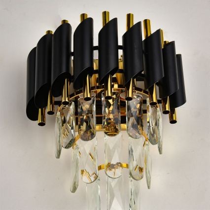 Brilagi - Sieninis šviestuvas ECLIPSE 2xE14/10W/230V juoda/auksinė