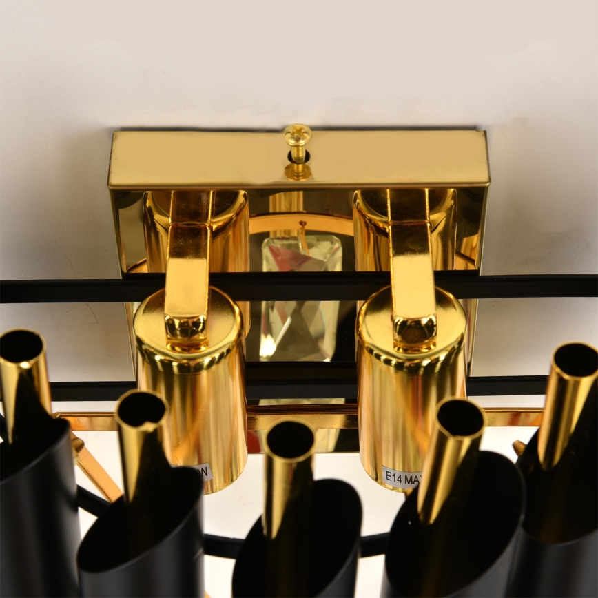 Brilagi - Sieninis šviestuvas ECLIPSE 2xE14/10W/230V juoda/auksinė