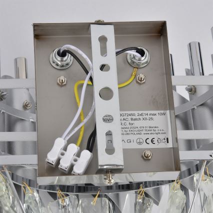 Brilagi - Sieninis šviestuvas ECLIPSE 2xE14/10W/230V, sidabro spalvos