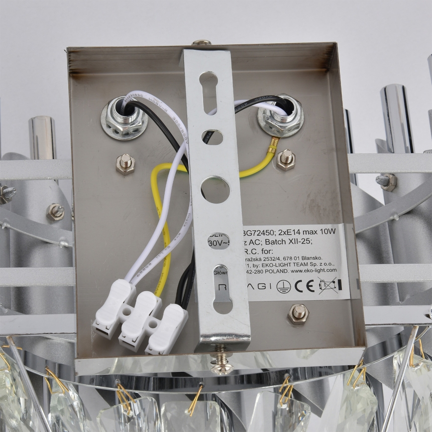 Brilagi - Sieninis šviestuvas ECLIPSE 2xE14/10W/230V, sidabro spalvos