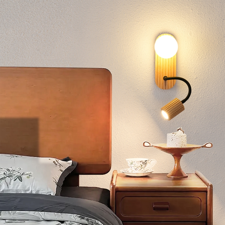 Brilagi - Sieninis šviestuvas MODERN WOOD 1xG9/5W/230V + 1xGU10/8W kaučiukmedis