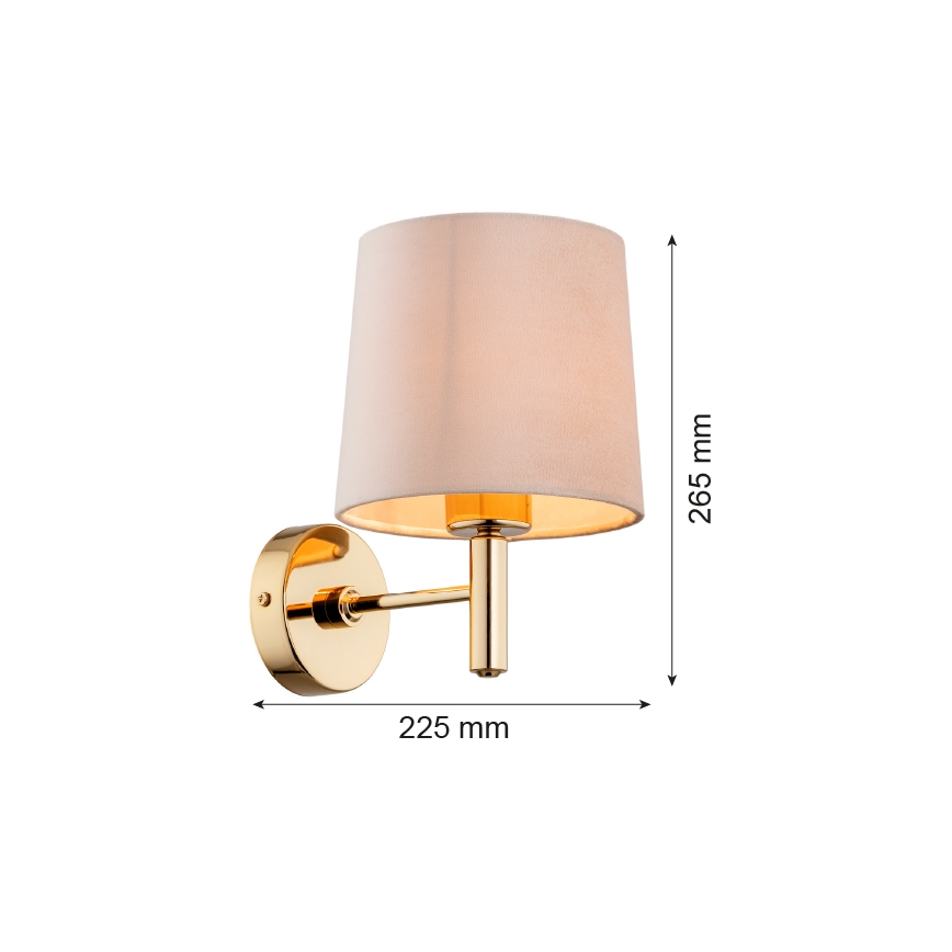 Brilagi - Sieninis šviestuvas MONTE 1xE27/15W/230V smėlinė/auksinė