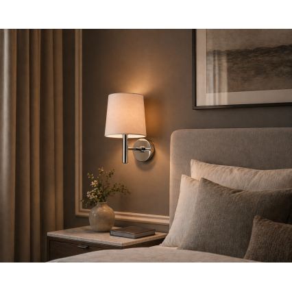 Brilagi - Sieninis šviestuvas MONTE 1xE27/15W/230V smėlinė/blizgus chromas