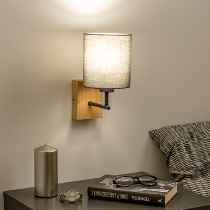 Brilagi - Sieninis šviestuvas NUBILA WOOD 1xE27/25W/230V ąžuolas/antracitas