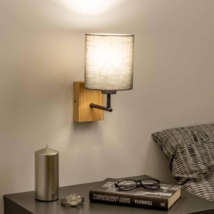 Brilagi - Sieninis šviestuvas NUBILA WOOD 1xE27/25W/230V ąžuolas/antracitas