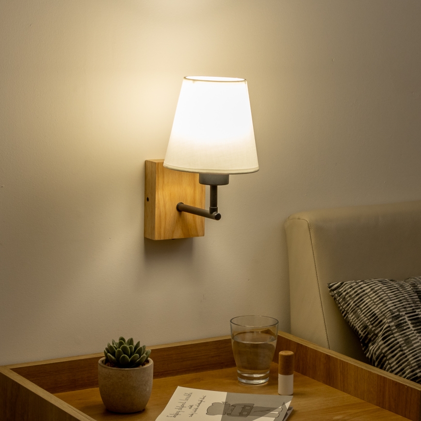 Brilagi - Sieninis šviestuvas NUBILA WOOD 1xE27/25W/230V ąžuolas/balta