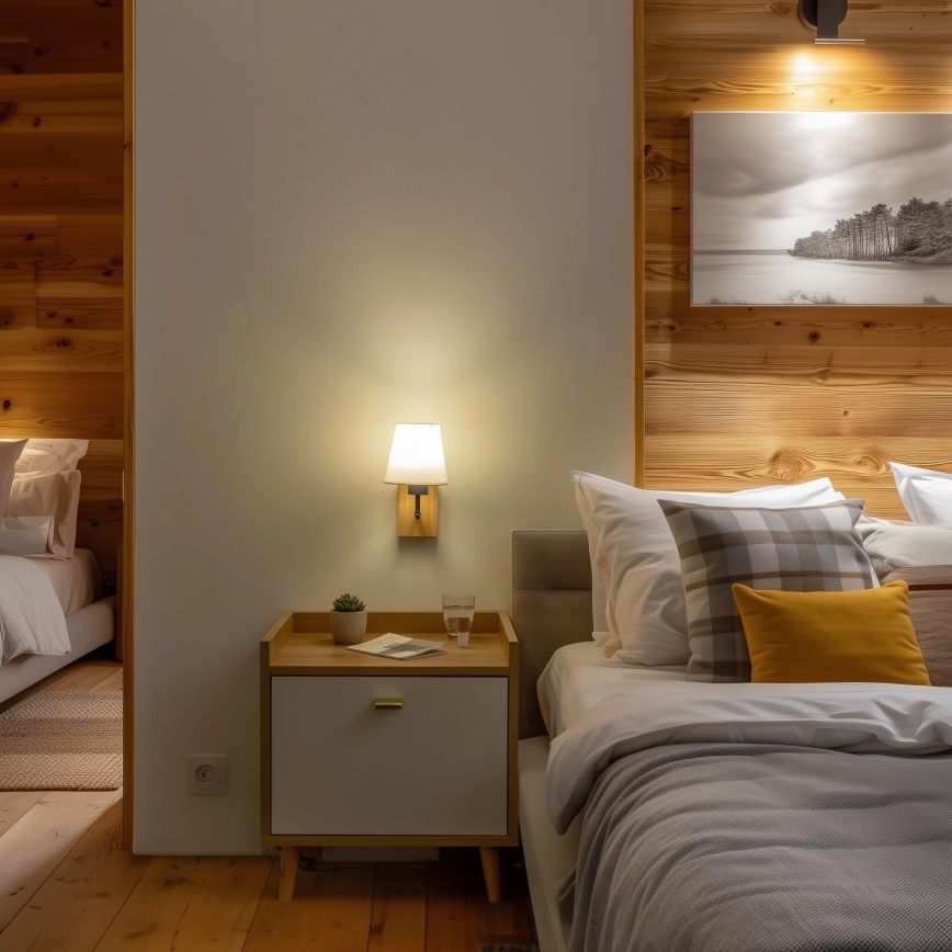 Brilagi - Sieninis šviestuvas NUBILA WOOD 1xE27/25W/230V ąžuolas/balta