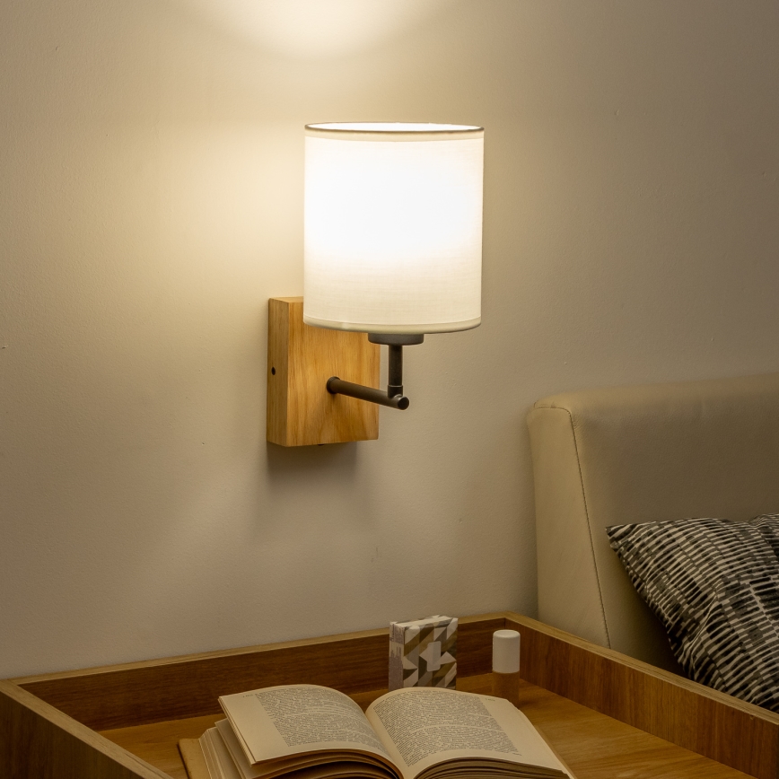 Brilagi - Sieninis šviestuvas NUBILA WOOD 1xE27/25W/230V ąžuolas/balta