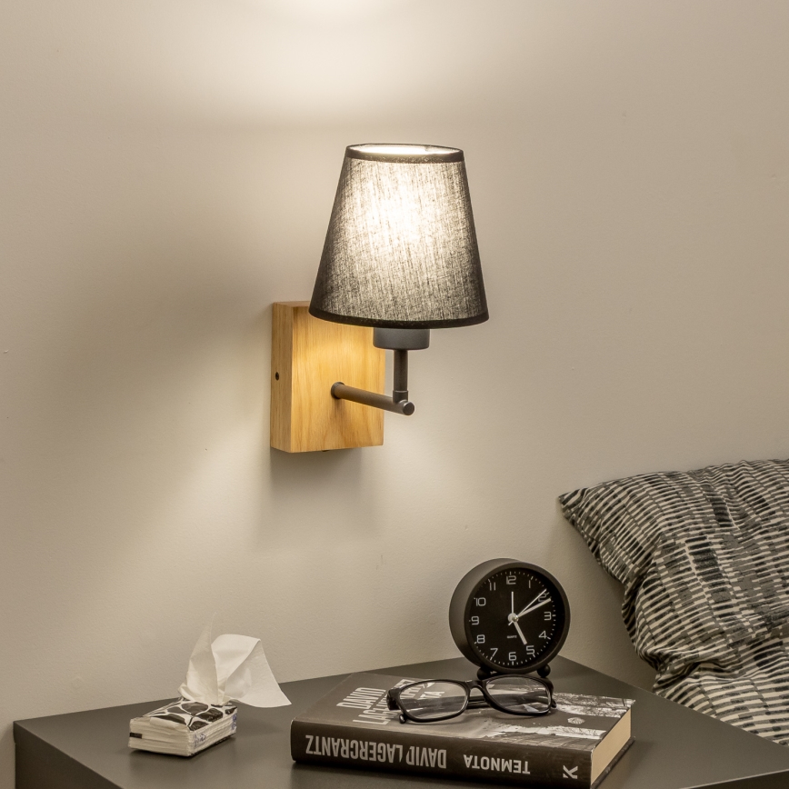 Brilagi - Sieninis šviestuvas NUBILA WOOD 1xE27/25W/230V ąžuolas/juoda