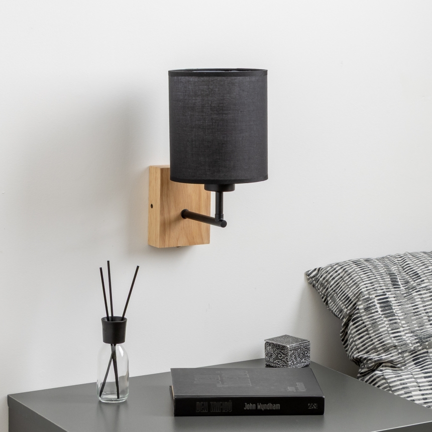 Brilagi - Sieninis šviestuvas NUBILA WOOD 1xE27/25W/230V ąžuolas/juoda