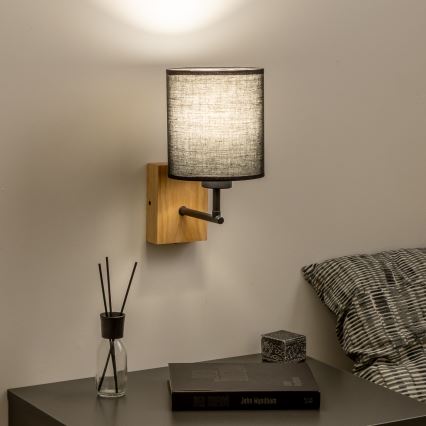 Brilagi - Sieninis šviestuvas NUBILA WOOD 1xE27/25W/230V ąžuolas/juoda