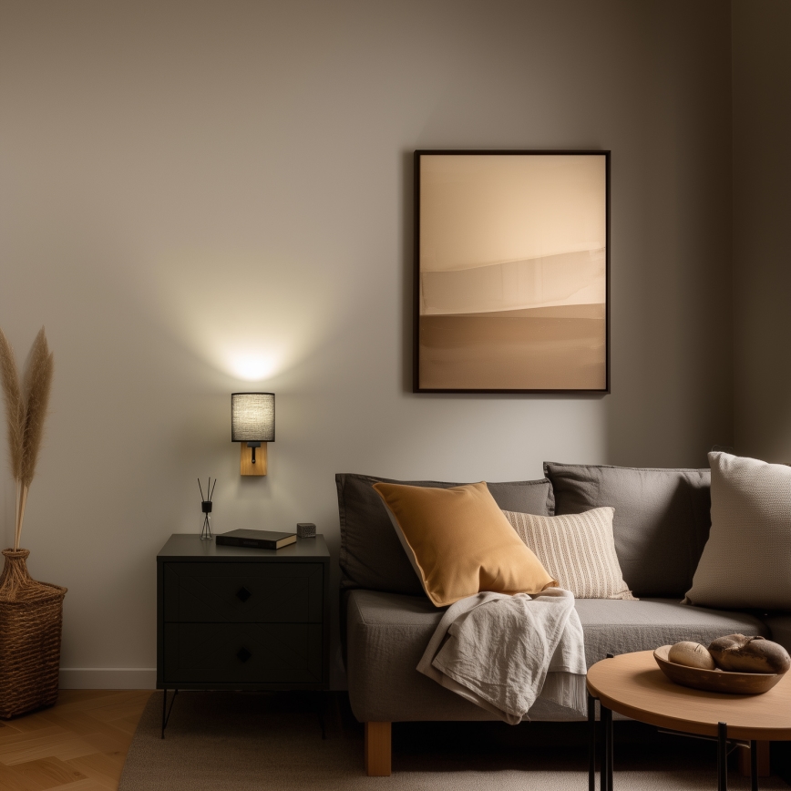 Brilagi - Sieninis šviestuvas NUBILA WOOD 1xE27/25W/230V ąžuolas/juoda