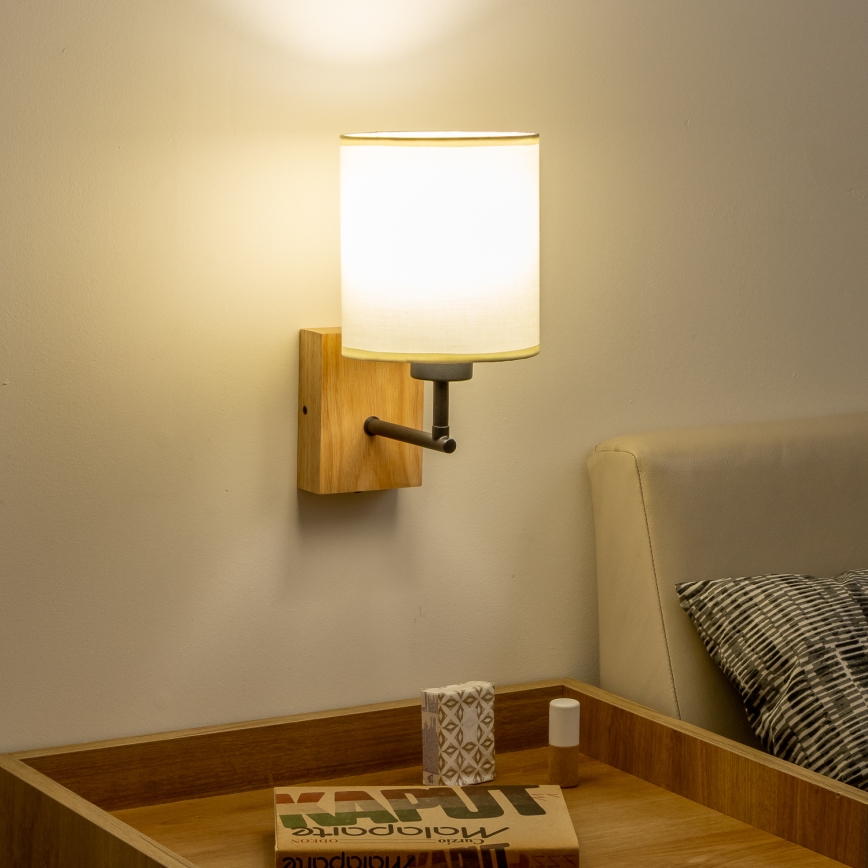 Brilagi - Sieninis šviestuvas NUBILA WOOD 1xE27/25W/230V ąžuolas/juoda/kremas