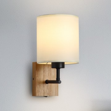 Brilagi - Sieninis šviestuvas NUBILA WOOD 1xE27/25W/230V ąžuolas/juoda/kreminė