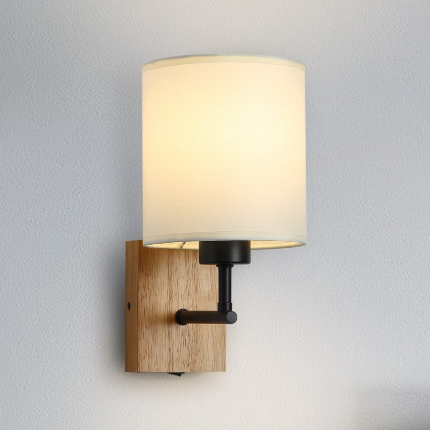 Brilagi - Sieninis šviestuvas NUBILA WOOD 1xE27/25W/230V ąžuolas/juoda/kreminė