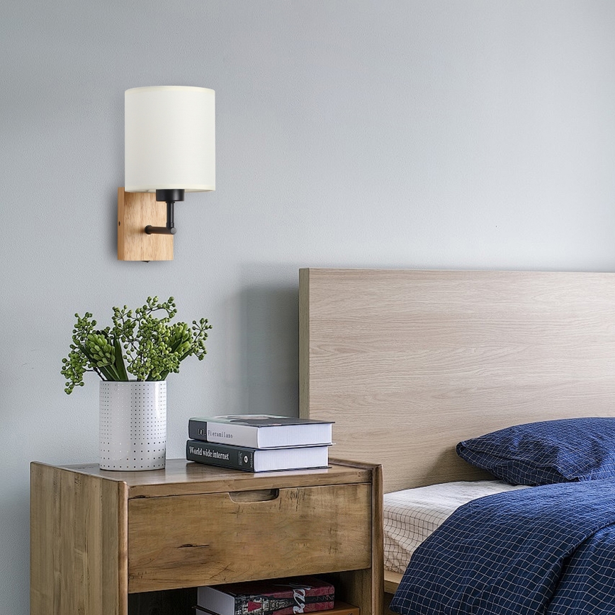 Brilagi - Sieninis šviestuvas NUBILA WOOD 1xE27/25W/230V ąžuolas/juoda/kreminė