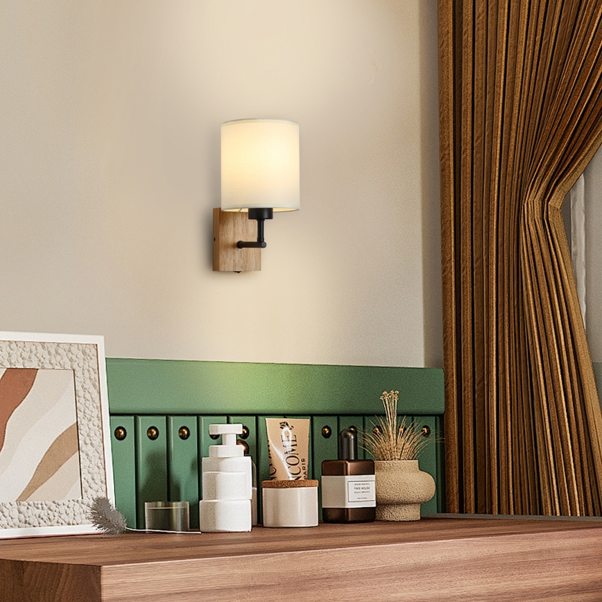 Brilagi - Sieninis šviestuvas NUBILA WOOD 1xE27/25W/230V ąžuolas/juoda/kreminė
