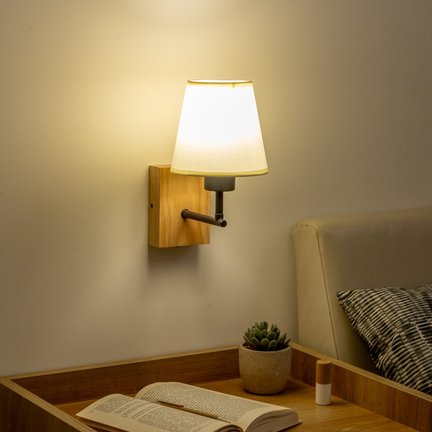 Brilagi - Sieninis šviestuvas NUBILA WOOD 1xE27/25W/230V ąžuolas/kreminė