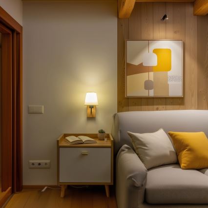 Brilagi - Sieninis šviestuvas NUBILA WOOD 1xE27/25W/230V ąžuolas/kreminė