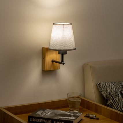 Brilagi - Sieninis šviestuvas NUBILA WOOD 1xE27/25W/230V ąžuolas/pilka