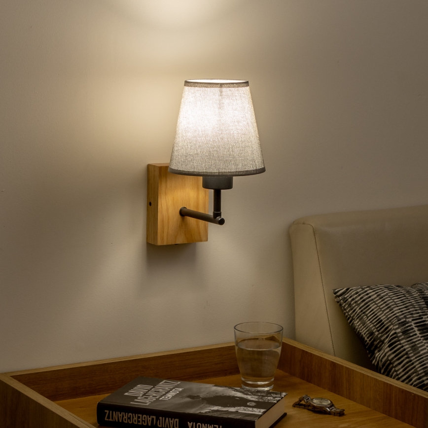 Brilagi - Sieninis šviestuvas NUBILA WOOD 1xE27/25W/230V ąžuolas/pilka