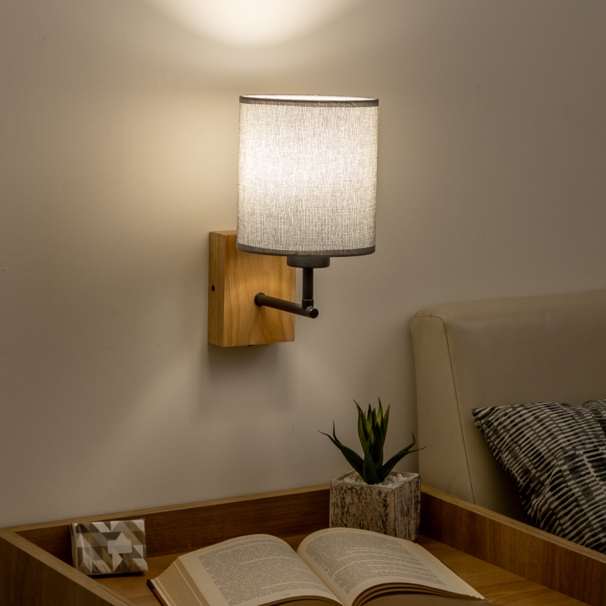 Brilagi - Sieninis šviestuvas NUBILA WOOD 1xE27/25W/230V ąžuolas/pilka
