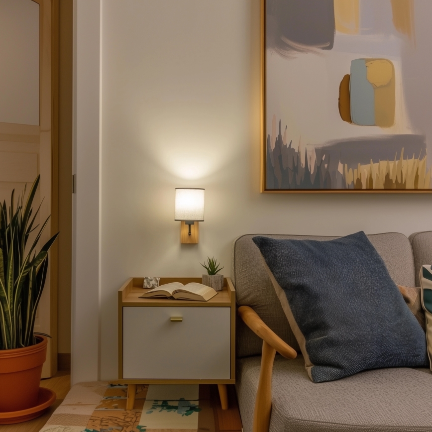 Brilagi - Sieninis šviestuvas NUBILA WOOD 1xE27/25W/230V ąžuolas/pilka